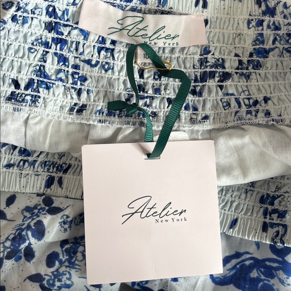 Atelier New York 100% Cotton Tiered Maxi Skirt Blue Floral Size 10 NWT - Picture 6 of 9